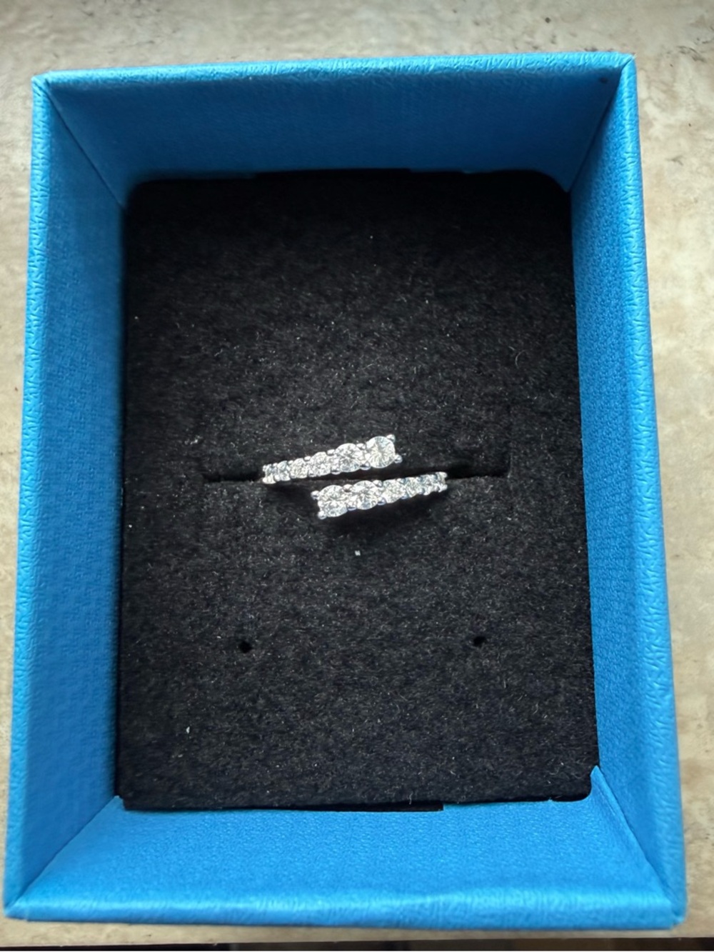 PRIMROSE Sterling Silver Cubic Zirconia Graduated Bypass Ring